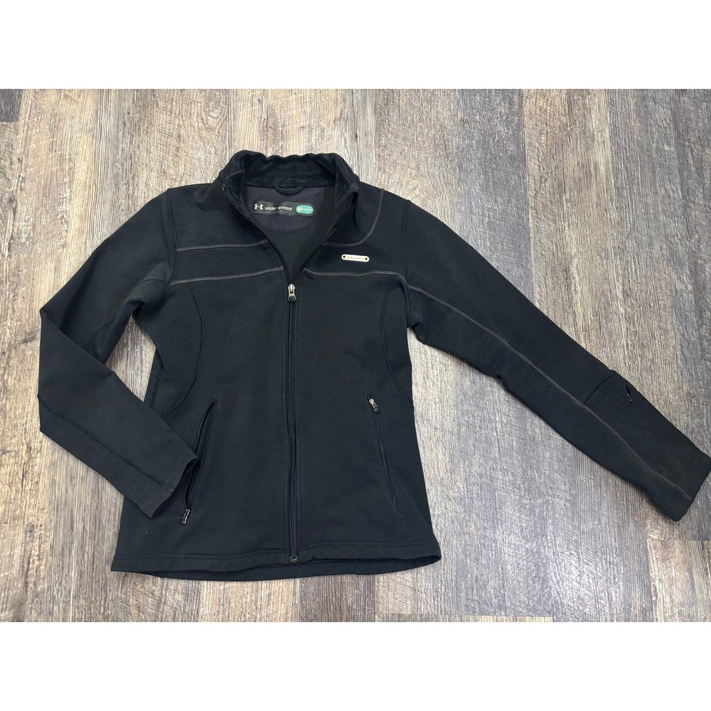 Under Armour Womens Black Softshell‎ Fleece Lined Full Zip Jacket Medium